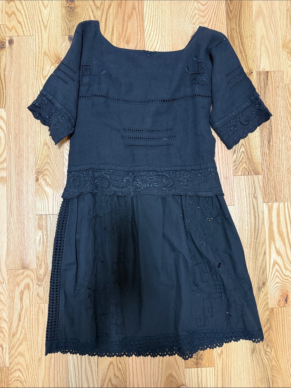 New without tags Place Nationale black embroidered cotton dress
